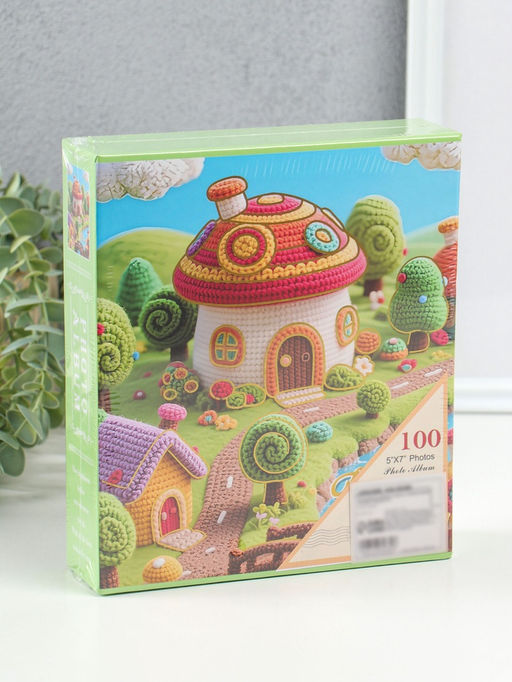 Фотоальбом на 100 фото 13×18 см «Вязаный домик», в коробке, 5×18×20.5 см