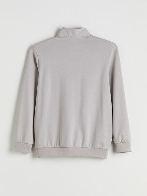 Rahat Kal?p Dik Yaka Erkek Fermuarl? Sweatshirt