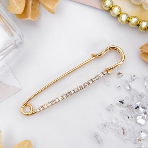 Цена за 2 шт. Булавка «Классика» широкая, 7.5 см, цвет белый в золоте