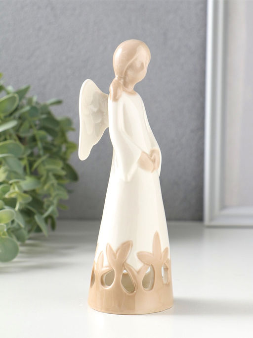 Сувенир керамика "Девушка-ангел с резным платье" 5,5х5,2х16,4 см