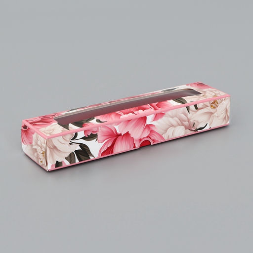 Цена за 5 шт. Коробка для 5 конфет с обечайкой, с окном «Презент», 21×5×3.3 см