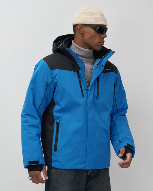 Горнолыжная куртка мужская зимняя голубого цвета 7611Gl
