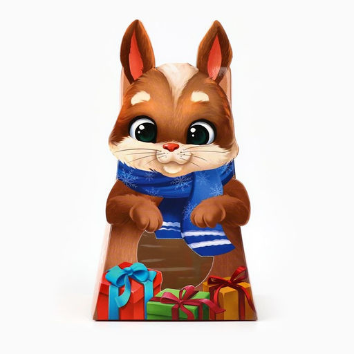 Цена за 5 шт. Коробка новогодняя складная с окном Зайчик, 9?16.5?6 см
