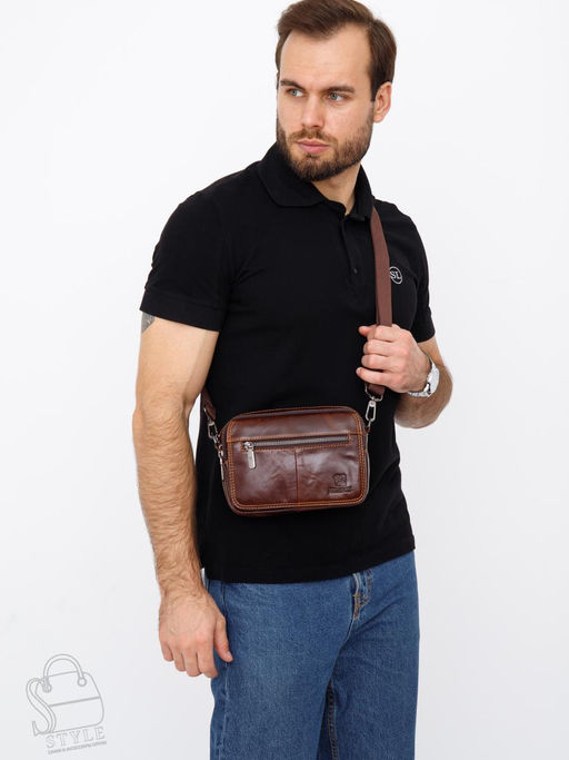 Сумка мужская кожаная 8615S brown Fuxhiniao
