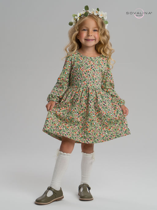 Платье Моана цветочки на хаки - Sovalina фото 11
