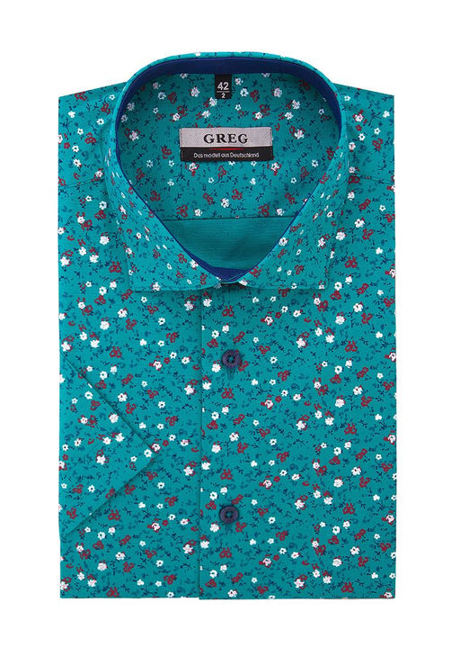 Сорочка мужская короткий рукав GREG 463/107/5432/KZS/1 STRETCH  фото 7