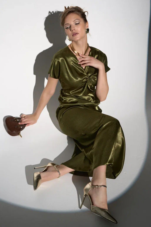 Платье Иола (олива) - Эльза фото 25