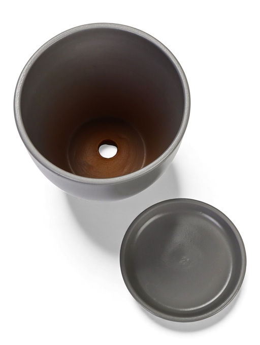 Горшок цветочный с поддоном 1,4 л, d15/h13 см серый керамика, "Туман" (М)