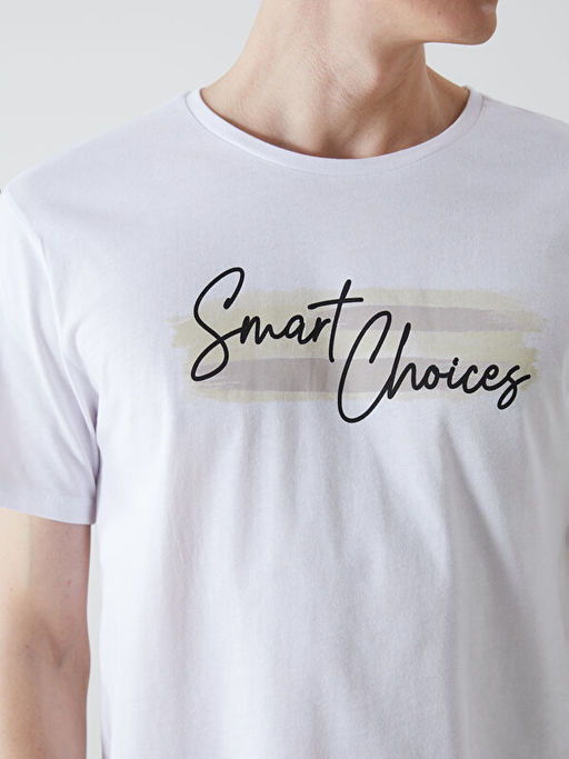 Bisiklet Yaka K?sa Kollu Bask?l? Penye Erkek Ti??rt