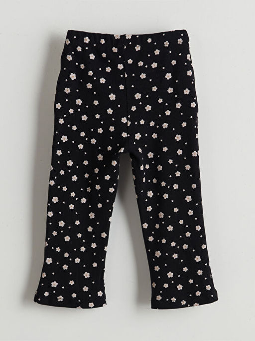 Beli Lastikli ?i?ekli K?z ?ocuk Tayt