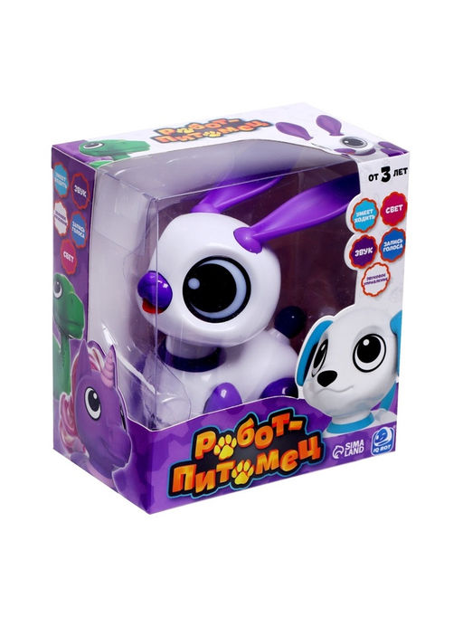 Робот кролик Питомец IQ BOT, интерактивный: с записью звуков, реагирует на хлопки, звук, свет, на батарейках, розовый  фото 8