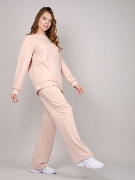 Костюм Лайк бежевый, футер петля - Малина фото 12