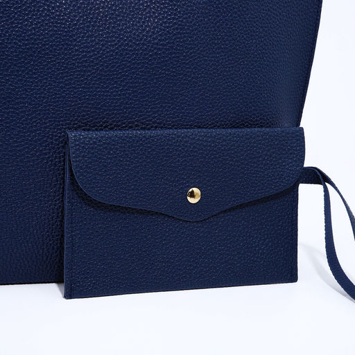 Сумка - шоппер женская на кнопке, с монетницей, 35×10×28 см, синий