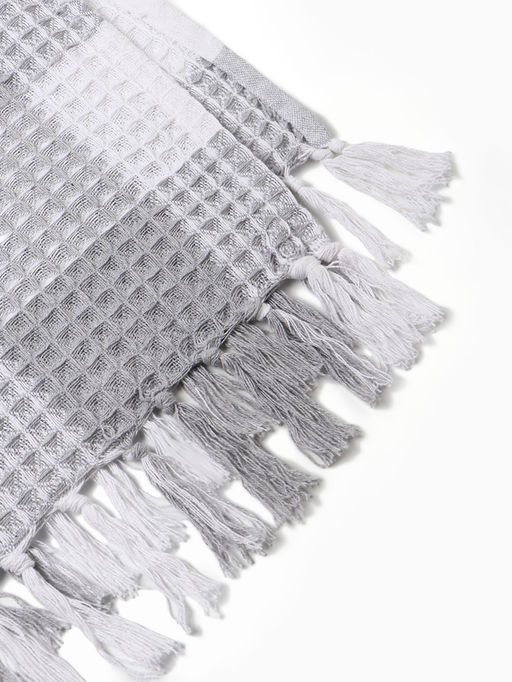 Плед вафельный «Этель. Клетка», 150×240 см, хлопок 100%, светло-серый