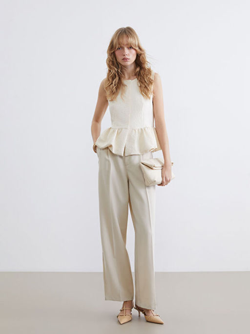 Bisiklet Yaka Desenli F?rf?rl? Bluz