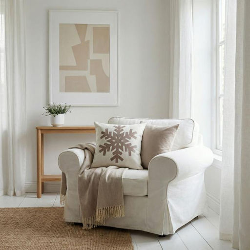 По/Чехол на подушку ALTRO арт.ТК5060-02 СНЕЖИНКА (фон крем)