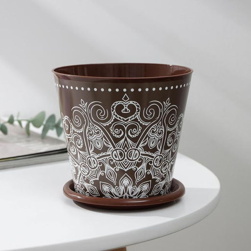 Цена за 2 шт. Горшок для цветов Доляна «Кракле», 800 мл, цвет коричневый