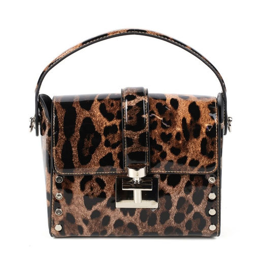 Маленькая женская кожаная леопардовая каркасная сумка с одной ручкой 0168-10 - Cidirro фото 3