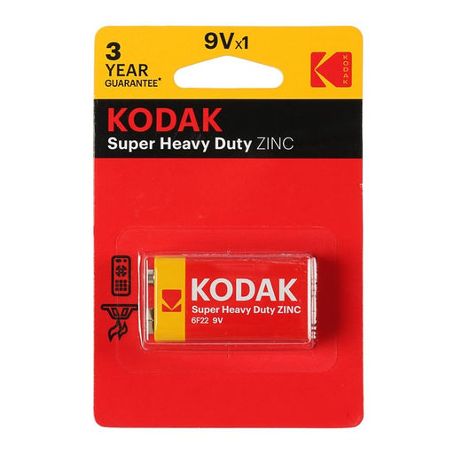 Цена за 2 шт. Батарейка солевая Kodak Super Extra Heavy Duty, 6F22-1BL, 9В, крона, блистер, 1 шт.