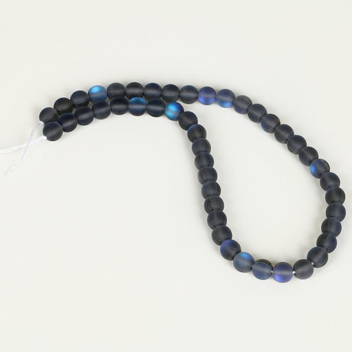 Бусины из натурального камня «Кошачий глаз», набор 46 шт., размер 1 шт. — 8 мм, матовый тёмно-синий