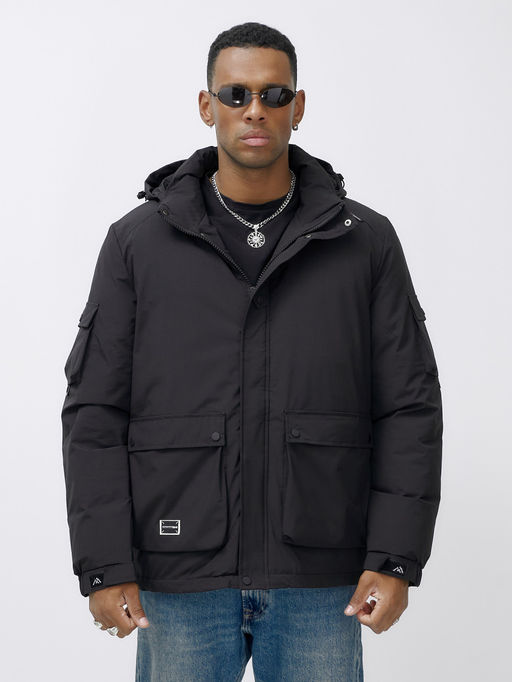 Куртка спортивная мужская зимняя с капюшоном черного цвета 2333Ch - Wonderrman фото 7