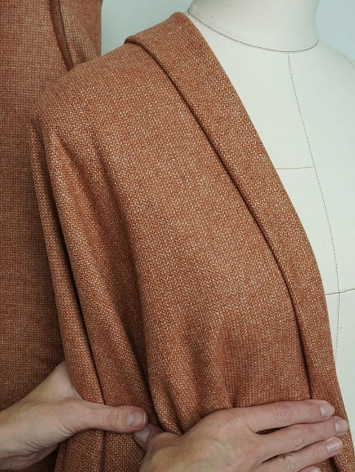 Шерсть пальтово-костюмная Твид Мелкая елочка цв.терракотово-бежевый, ш.1.5м, шерсть-40%, п/э-60% - Купава фото 15