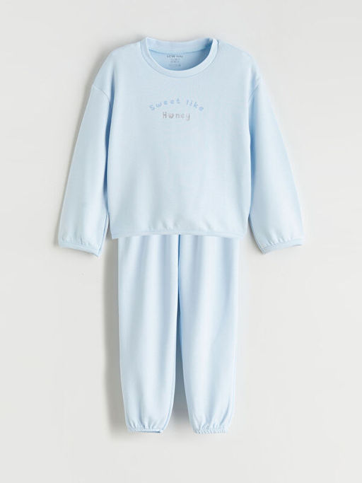 Bask?l? K?z Bebek Sweatshirt ve E?ofman Alt?