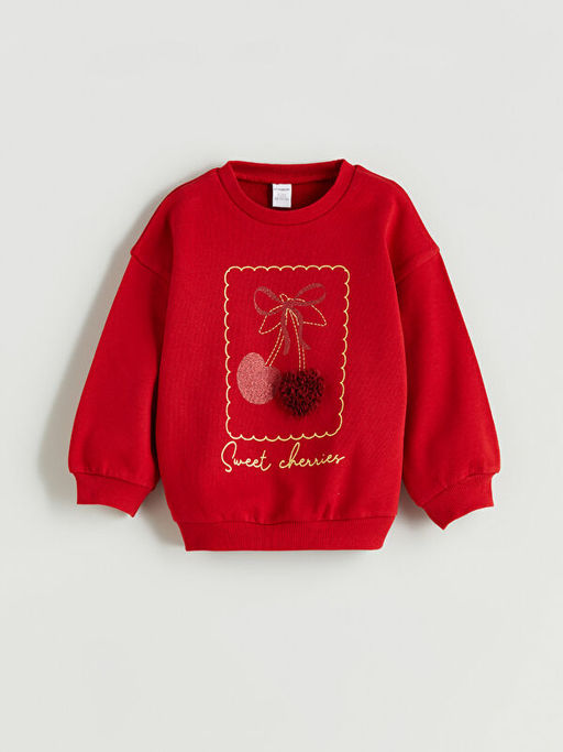 Bisiklet Yaka K?z ?ocuk Sweatshirt 2li