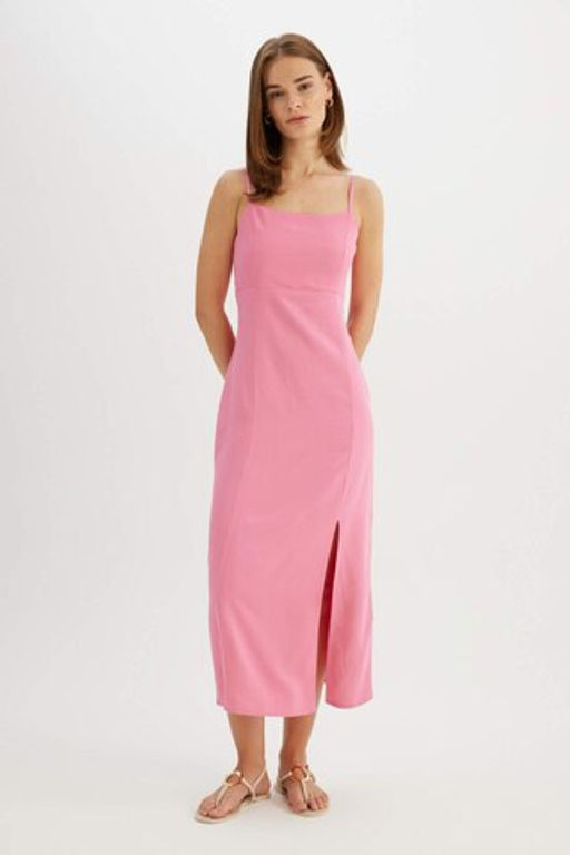 Ask?l? Keten Kar?s?ml? Ask?l? Maxi Elbise - Defacto фото 2