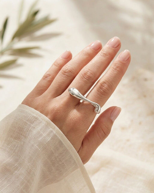 Кольцо с белым серебрением