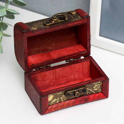 Шкатулка для украшений «Сундучок. Незабудки», дерево, 6×5.8×8.4 см