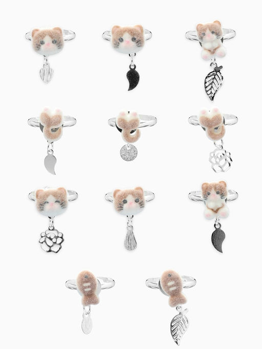 Цена за 36 шт. Кольцо «Выбражулька» котики бархат, МИКС, безразмерное (фас. 36 шт.)