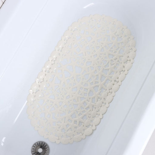 Коврик противоскользящий в ванну Доляна «Прибрежье», на присосках, 38×68 см, цвет белый