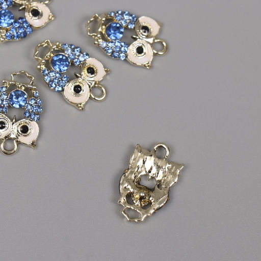 Цена за 5 шт. Подвеска из металла «Сова» со стразами, золото 2.1×3×0.4 см