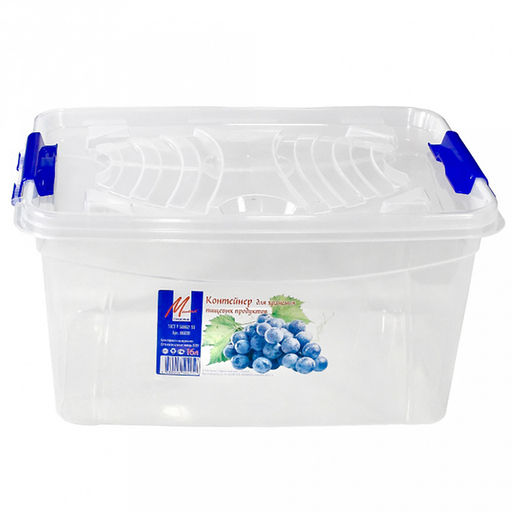 Контейнер для хранения продуктов пластмассовый 16л, 40х26,5х19,5см, с ручкой, 2 защелки, прозрачный (Россия) - Домашняя мода фото 3