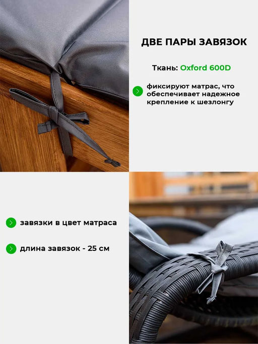 Матрас для шезлонга, лежака 60х190 сегментный SZO, Oxford 600D, поролон, пенополиуретан, непромокаемый Bio-Line  фото 5