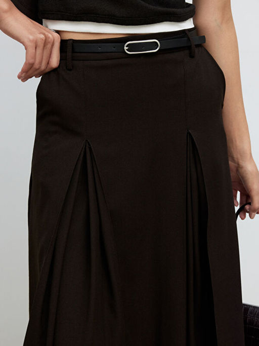 Beli Kemerli Pileli Etek