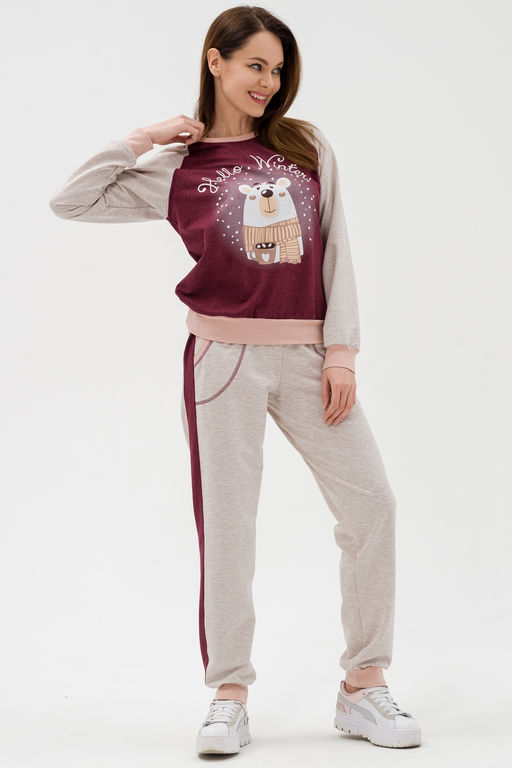 Костюм женский из футера Гамми бордо - Амадэль фото 15