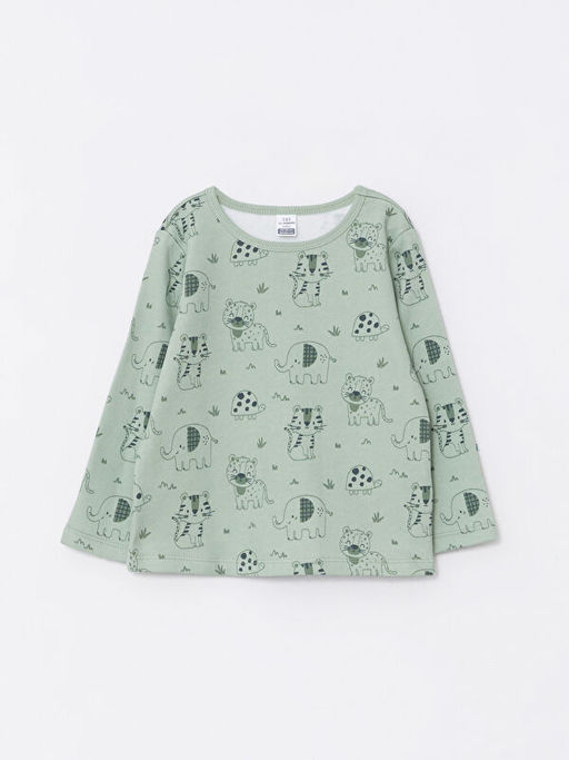 Bisiklet Yaka Uzun Kollu Bask?l? Pamuklu Erkek Bebek Pijama Tak?m - Waikiki фото 2