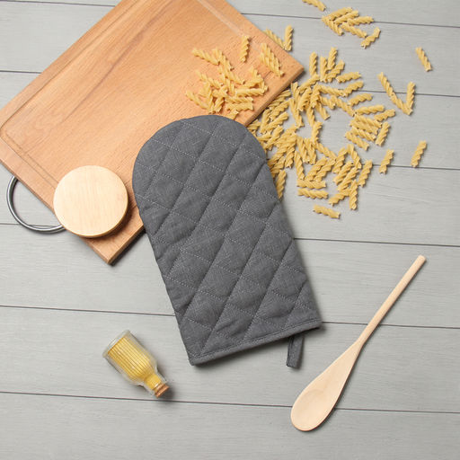 Варежка-прихватка Этель ECO grey, 15х28 см, 100% лён, 245 г/м2  фото 7