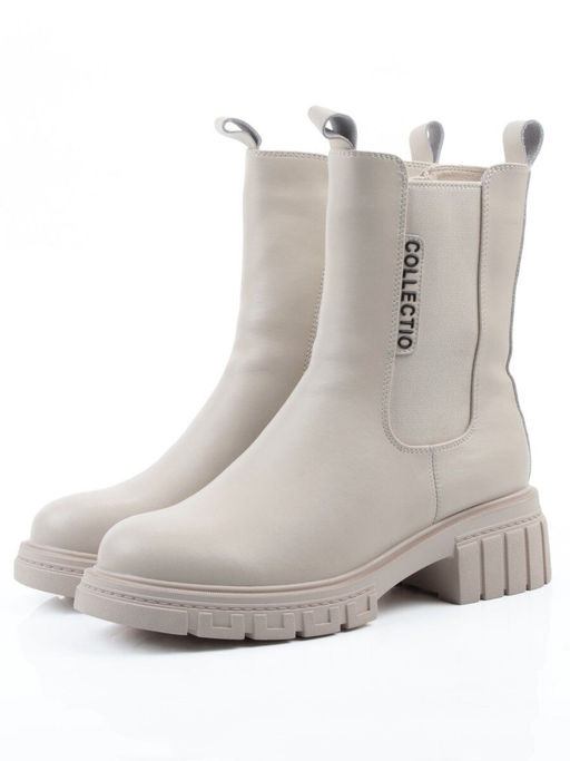 04-PAM370-2Z LT. BEIGE Ботинки зимние женские (натуральная кожа, 100% шерсть)