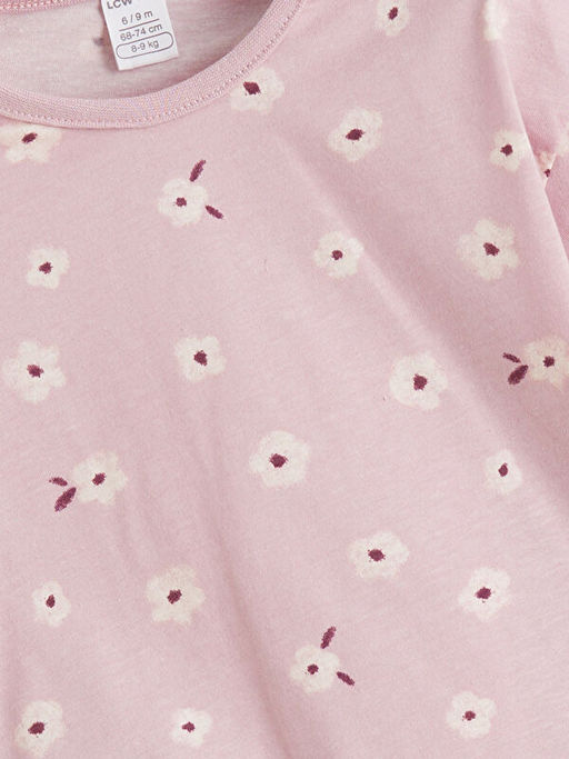 Bisiklet Yaka ?i?ekli K?z Bebek Pijama Tak?m?