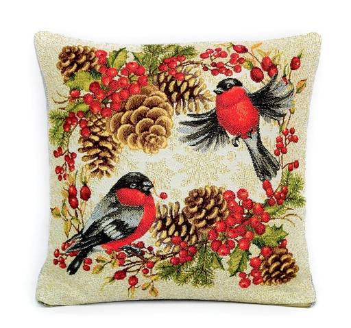 Снегири-гобеленовая наволочка 32х32 см - Гобеленглавснаб фото 2
