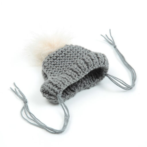 Шапка вязаная для собак, с помпоном, XS-S (объем головы 22 см, высота 7,5 см), микс - Пижон фото 4