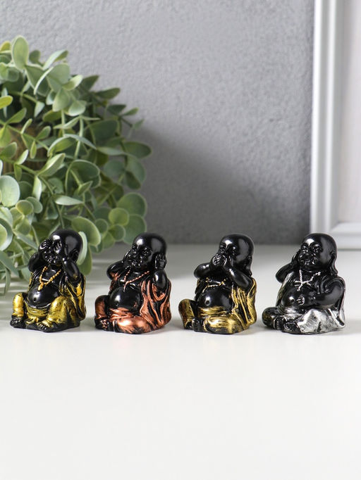 Сувенир полистоун "Хотей - не слышу, не вижу, не скажу" набор 4 шт 4,2х3,5х5,5 см