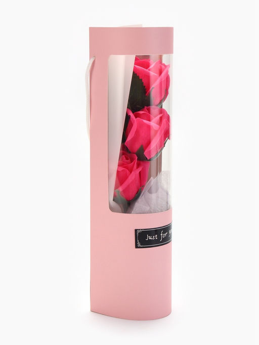 Букет из трех мыльных фуксия роз в колбе. - SB BEAUTY фото 5