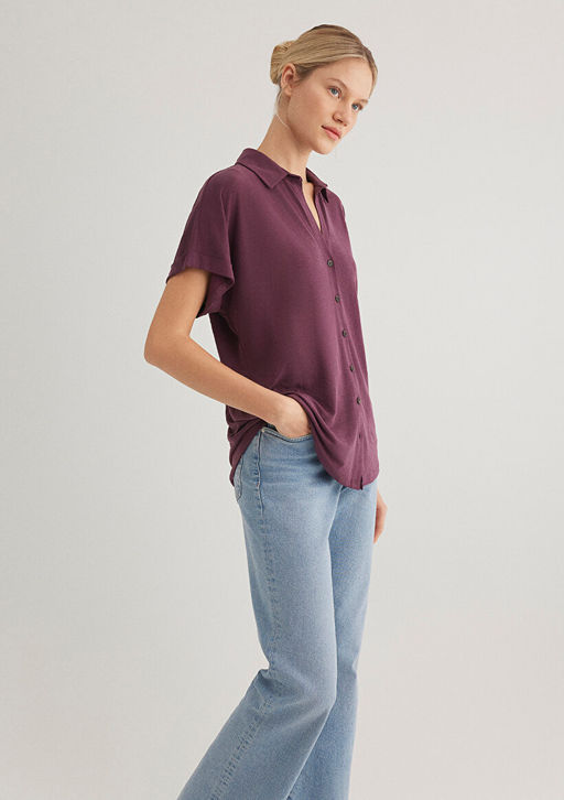 Lux Touch TENCEL TM Mor Modal Gomlek - Mavi фото 3