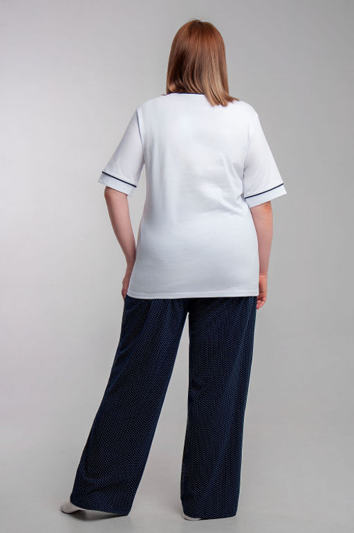 Арт. 10102 Пижама с брюками 44-54 (6 шт) Цвет:верх-белый,низ-темно-синий