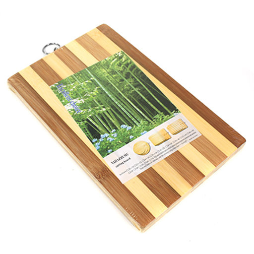 Доска разделочная бамбуковая 28х18х1,7см "Полосатая" металлический крючок (Китай)