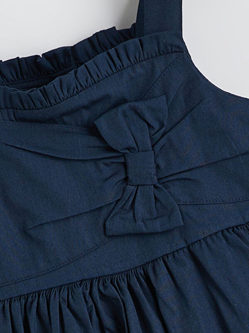 Kare Yaka Fiyonklu K?z ?ocuk Elbise